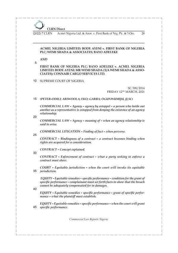 ACMEL NIGERIA LTD. & ANOR. v. FIRST BANK OF NIG. PLC. & 3 ORS.