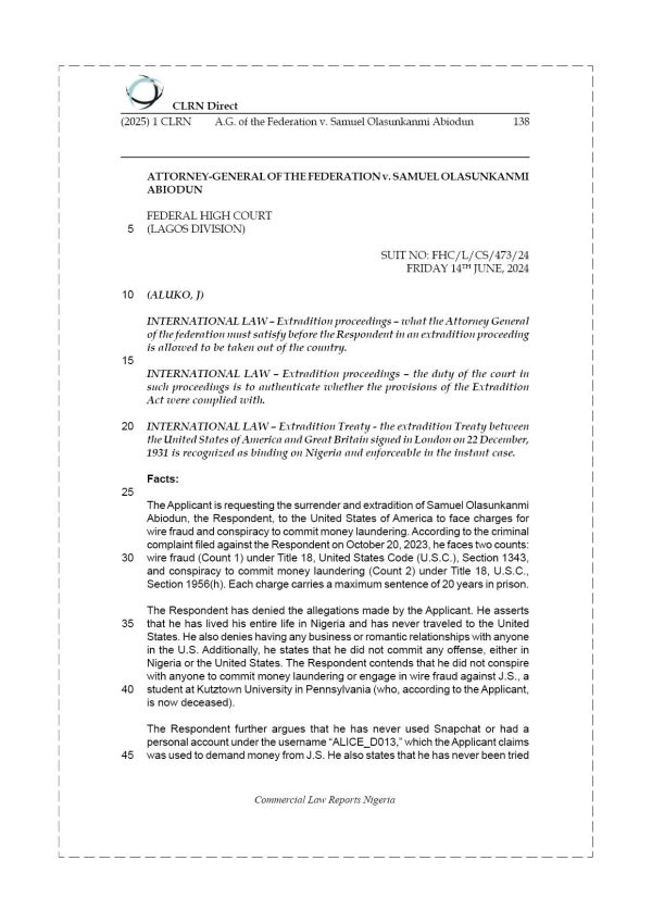 ATTORNEY-GENERAL OF THE FEDERATION v. SAMUEL OLASUNKANMI ABIODUN