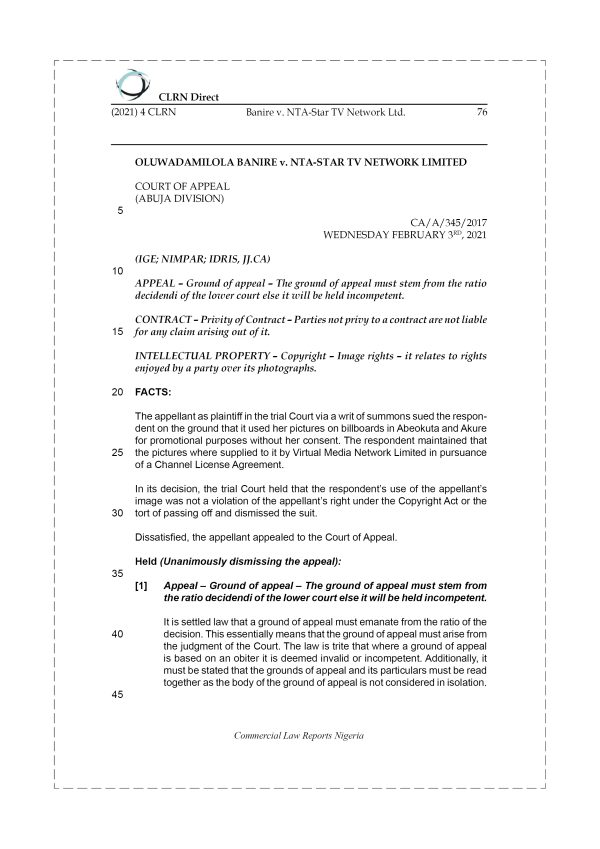 BANIRE v. NTA-STAR TV NETWORK LTD.