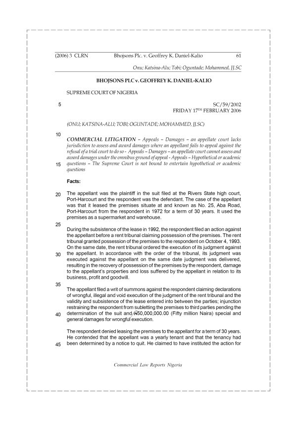 Bhojsons Plc v. Geoffrey K. Daniel-Kalio