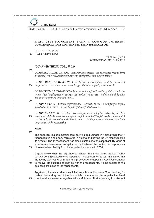 F.C.M.B. v. COMMON INTEREST COMMUNICATIONS LTD. & ANOR.