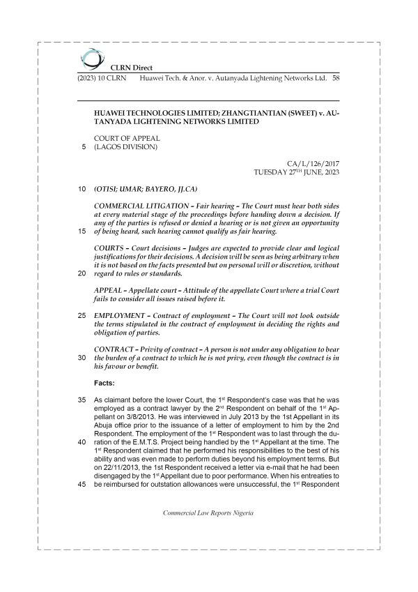 HUAWAI TECHNOLOGIES & ANOR. v. AUTANYADA LIGHTENING NETWORKS LTD.