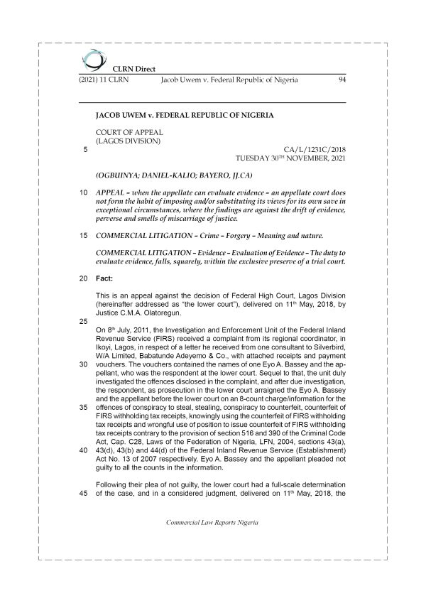 JACOB UWEM v. FEDERAL REPUBLIC OF NIGERIA