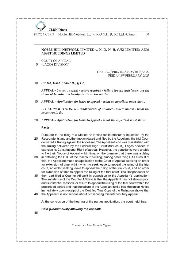 NOBLE HILL-NETWORK LTD. v. K.O.N.H. (U.K.) LTD. & ANOR.