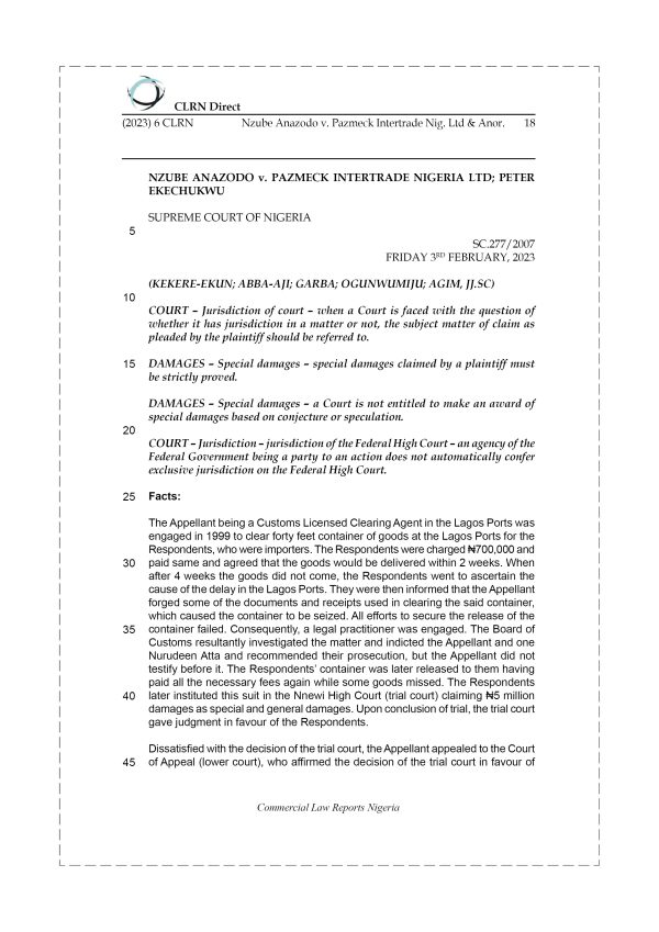 NZUBE ANAZODO v. PAZMECK INTERTRADE NIGERIA LTD. & ANOR.