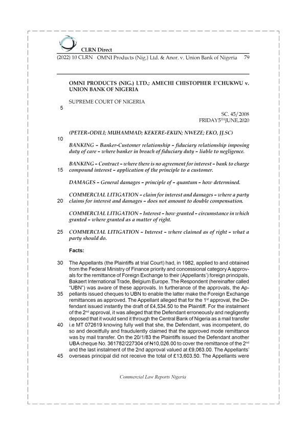 OMNI PRODUCTS (NIG.) LTD. & ANOR. v. UNION BANK OF NIGERIA