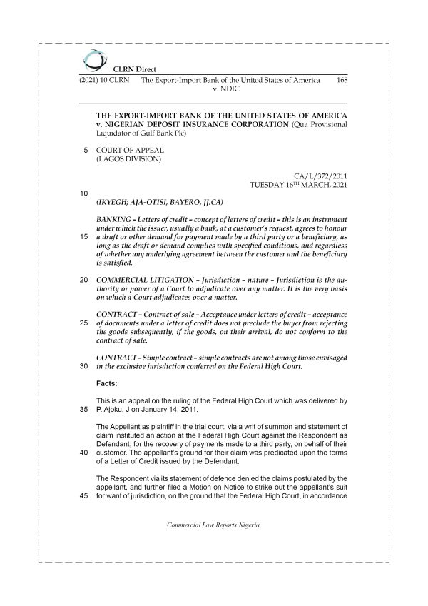 THE EXPORT-IMPORT BANK OF THE UNITED STATES OF AMERICA v. NDIC