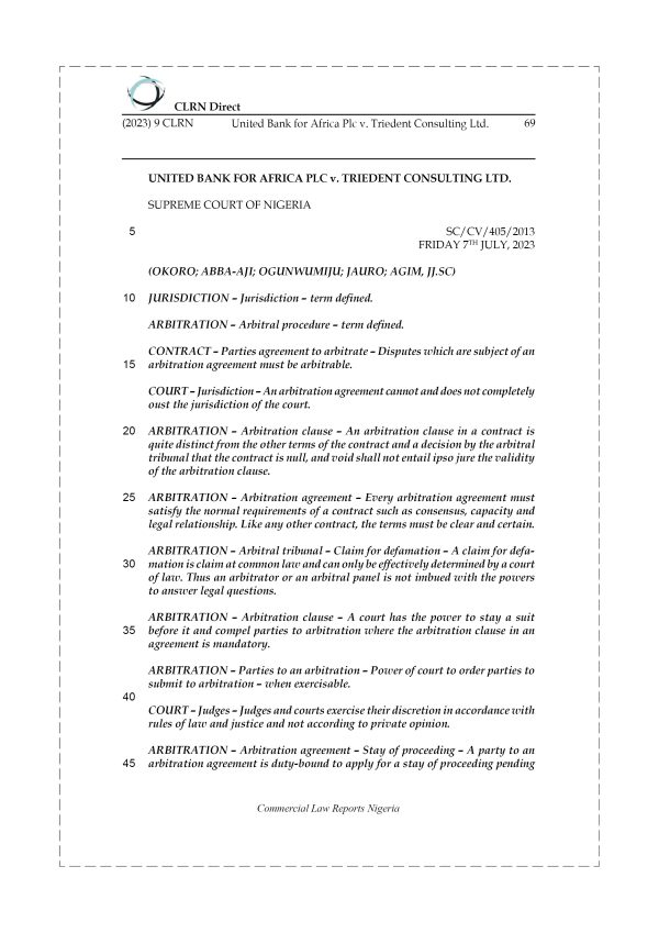 UNITED BANK FOR AFRICA PLC v. TRIEDENT CONSULTING LTD.