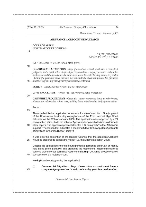 Air France v. Gregory Okwudiafor