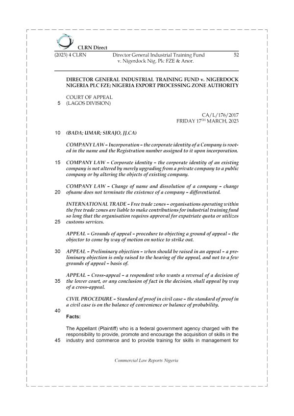 DIRECTOR GENERAL INDUSTRIAL TRAINING FUND v. NIGERDOCK NIG. PLC FZE & ANOR.