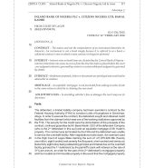 INLAND BANK OF NIGERIA PLC v. CITIZENS NIGERIA LTD & ANOR