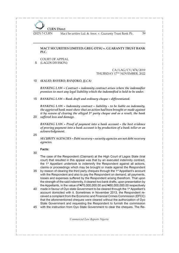 MACT SECURITIES LTD. & ANOR. v. GUARANTY TRUST BANK PLC.