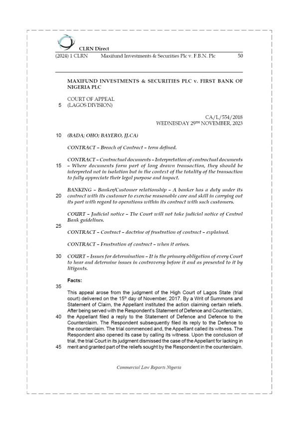 MAXIFUND INVESTMENTS & SECURITIES PLC v. F.B.N. PLC