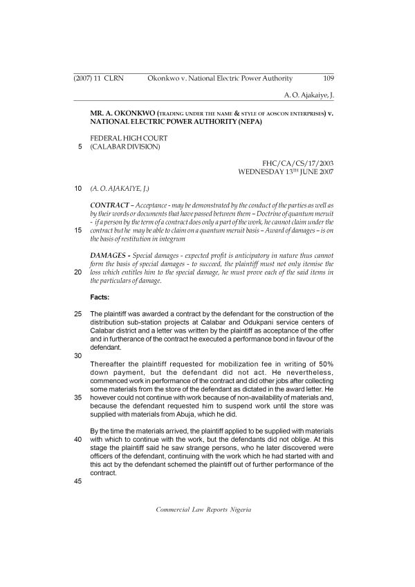 Okonkwo v. National Electric Power Authority