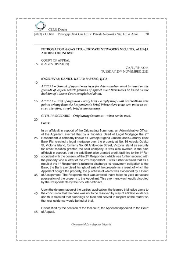PETROGAP OIL & GAS LTD. v. PRIVATE NETWORKS NIG. LTD. & ANOR.