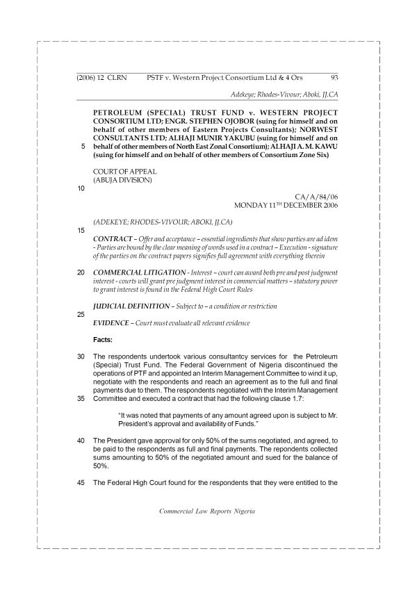 PSTF v. Western Project Consortium Ltd & 4 Ors