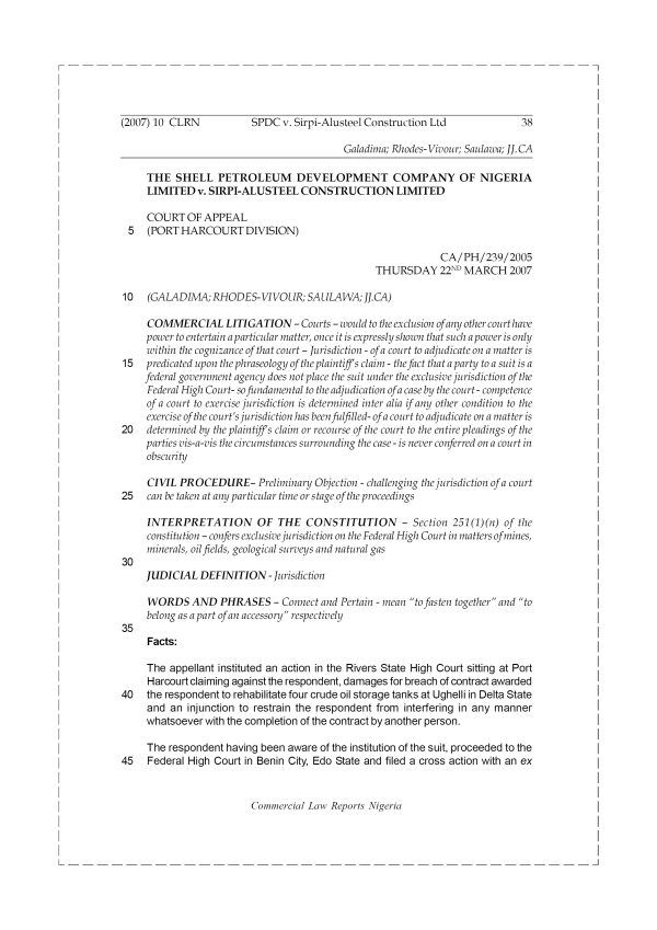 SPDC v. Sirpi-Alusteel Construction Ltd