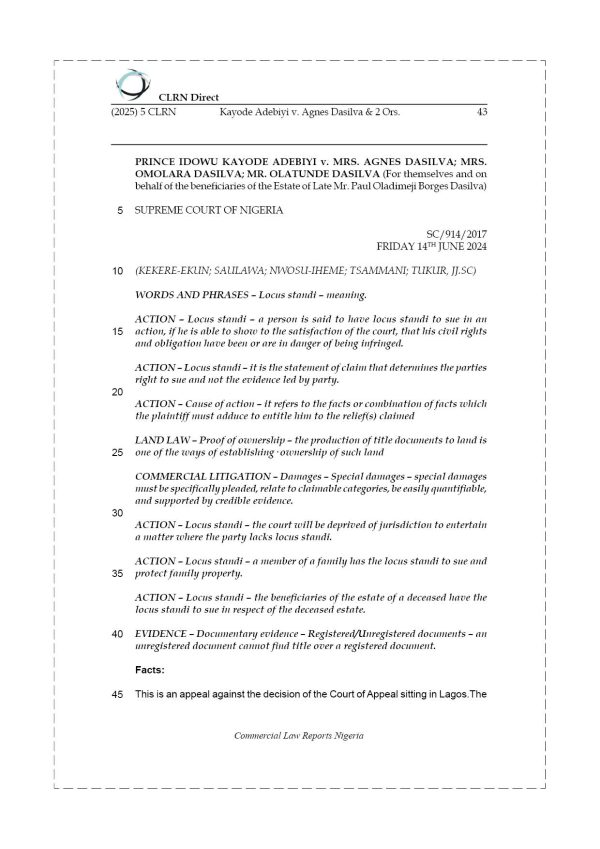 KAYODE ADEBIYI v. AGNES DASILVA & 2 ORS.