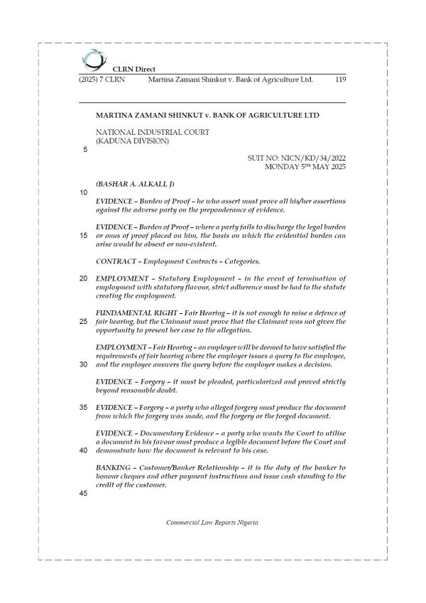 MARTINA ZAMANI SHINKUT  v. BANK OF AGRICULTURE