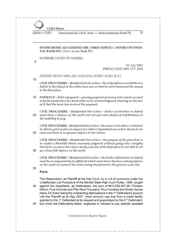 INTERCHEMICALS LTD & ANOR. v. INTERCONTINENTAL BANK PLC
